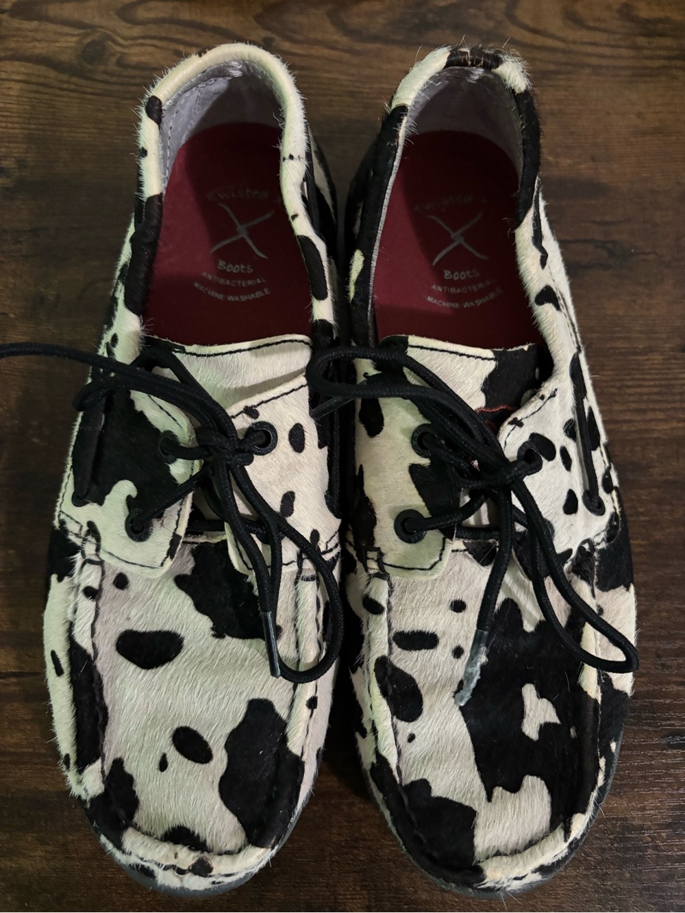 Twisted X Black and White Cowhide Loafers